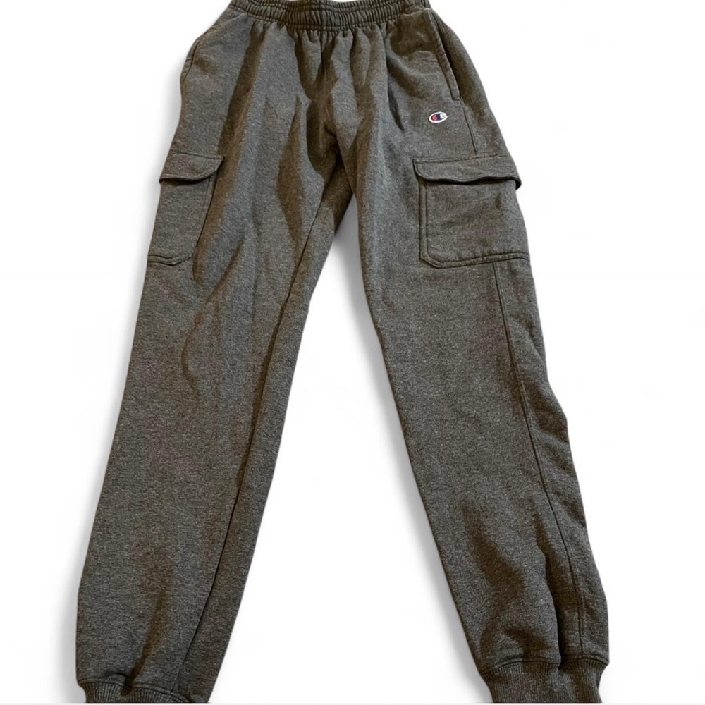 Champion Cargo Sweatpants Mens S Gray Jogger Pants Fleece Athletic Logo